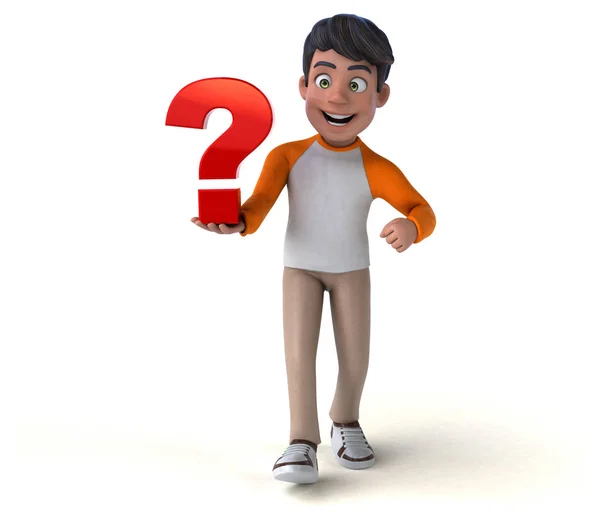 Fun Cartoon Character Question Illustration — Stock Photo, Image