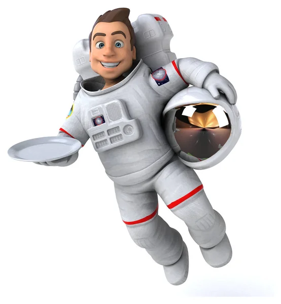 Веселый Астронавт Тарелкой — стоковое фото