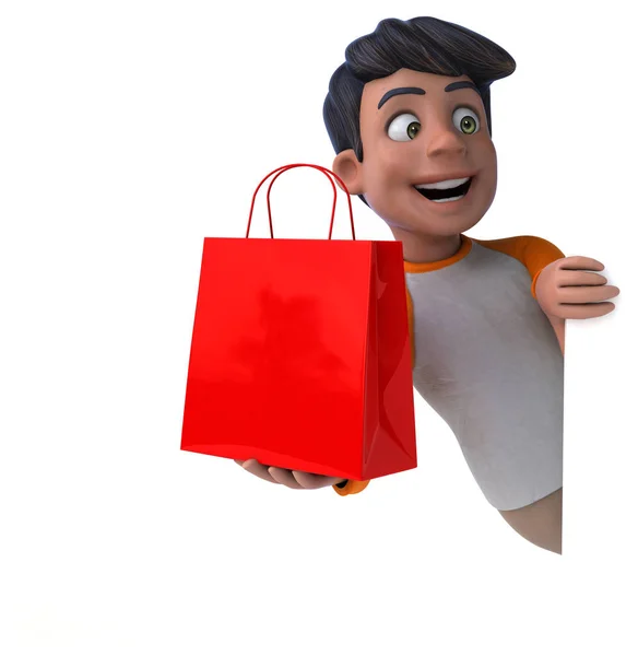 Divertido Personaje Dibujos Animados Con Bolsa — Foto de Stock