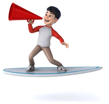 Manga tarzı eğlenceli bir 3 boyutlu Asyalı genç