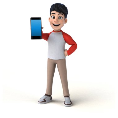 Akıllı telefonlu eğlenceli üç boyutlu karakter