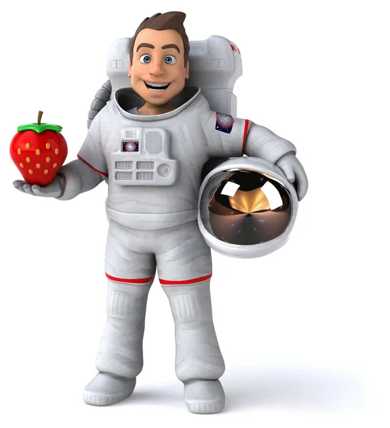 Spaß Astronaut Mit Erdbeere Illustration — Stockfoto