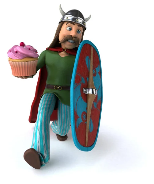 Spaß Cartoon Figur Mit Kuchen — Stockfoto