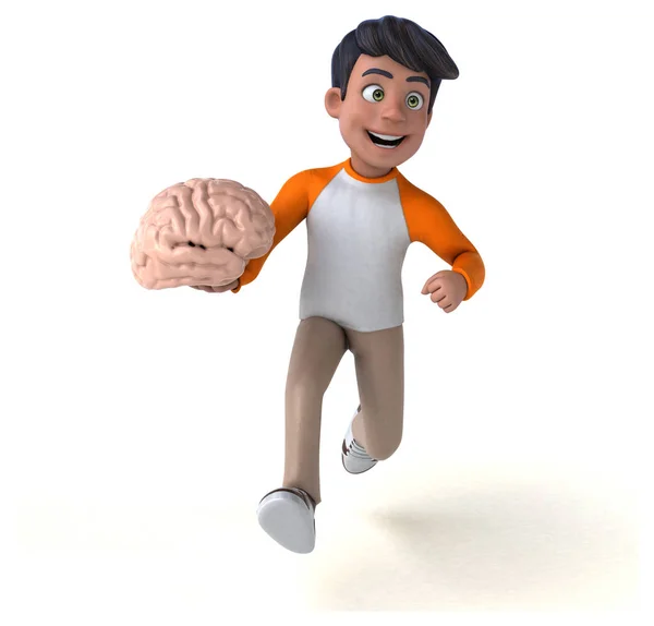 Zeichentrickfigur Mit Gehirn Illustration — Stockfoto