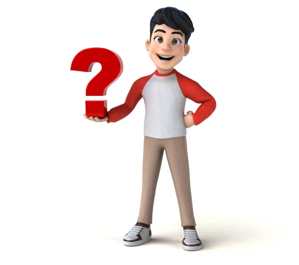 Fun Cartoon Character Question Illustration — Stock Photo, Image