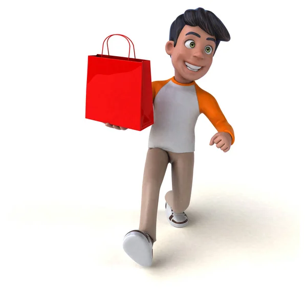Divertente Personaggio Dei Cartoni Animati Shopping Illustrazione — Foto Stock