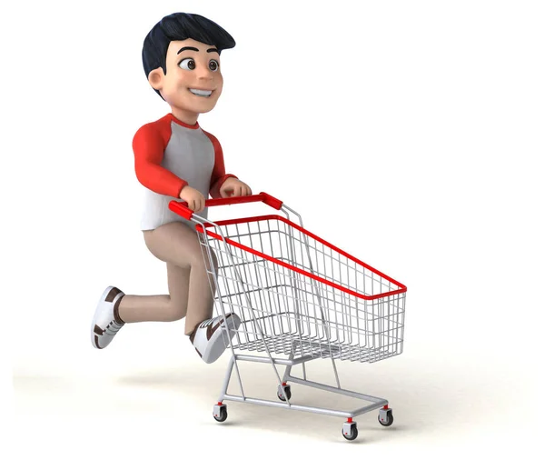 Fun Cartoon Character Shopping Illustration — Stock Photo, Image