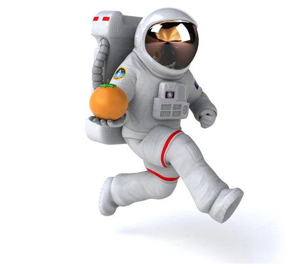 Astronauta Divertido Com Laranja Ilustração — Fotografia de Stock