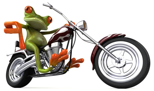 Grenouille Amusante Sur Une Moto Illustration — Photo