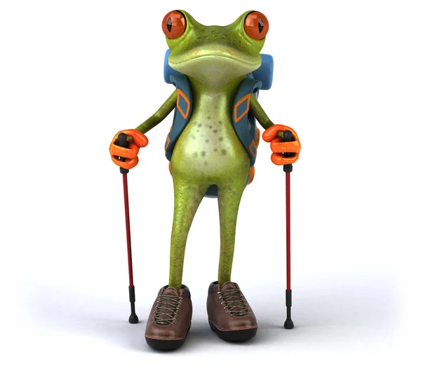 Fun Backpacker Frog Illustration — Stockfoto