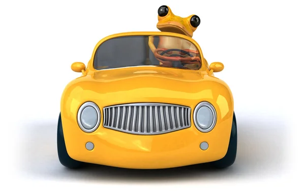 Arabada Eğlenceli Kurbağa Görüntü — Stok fotoğraf