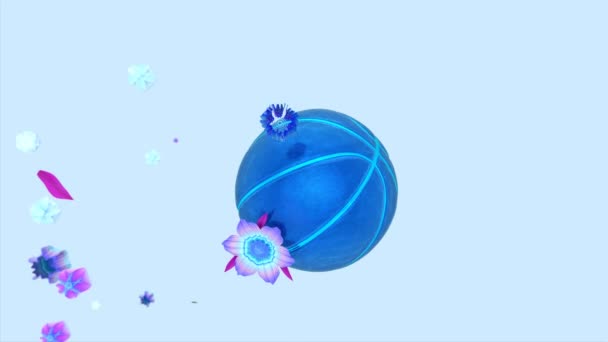 Basketbal Bloemen Prachtige Abstracte Achtergrond Animatie — Stockvideo