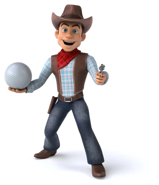 Vaquero Divertido Con Pelota Ilustración — Foto de Stock