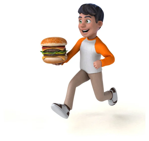 Amusant Personnage Dessin Animé Avec Hamburger — Photo