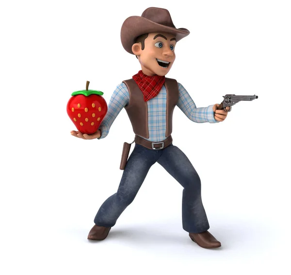 带有草莓的有趣牛仔 3D图解 — 图库照片