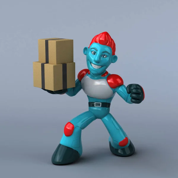 Robot Rojo Con Cajas Ilustración — Foto de Stock