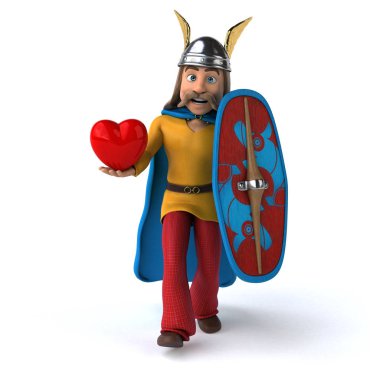 Kalp ile eğlenceli gaulois - 3D İllüstrasyon