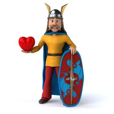 Kalp ile eğlenceli gaulois - 3D İllüstrasyon