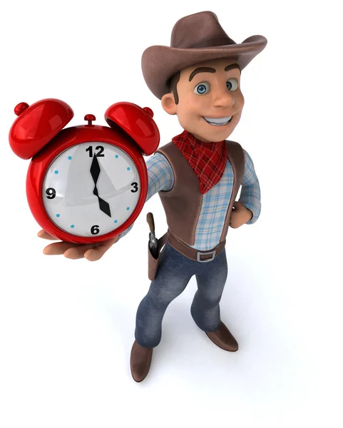 Cowboy Divertido Com Relógio — Fotografia de Stock