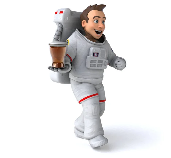 Spaß Astronaut Mit Bier Illustration — Stockfoto