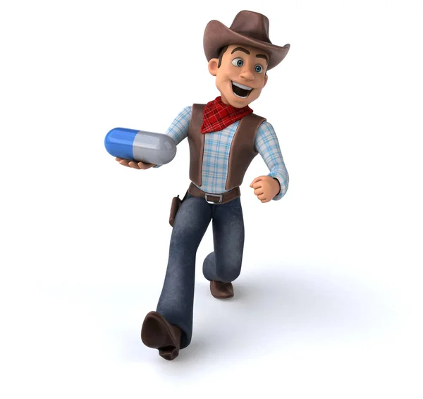 Fun Cowboy Mit Pille Illustration — Stockfoto