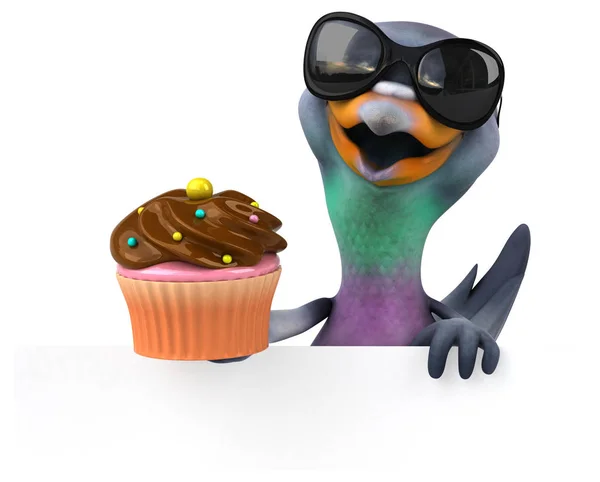 Fun Pigeon Cake Illustration — Stock Photo, Image