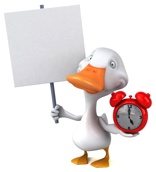 Divertido Pato Con Reloj Ilustración — Foto de Stock