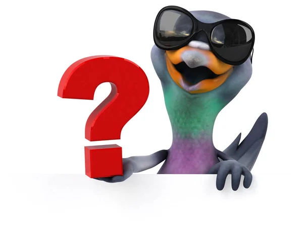 Fun Pigeon Question Illustration — Stock Photo, Image