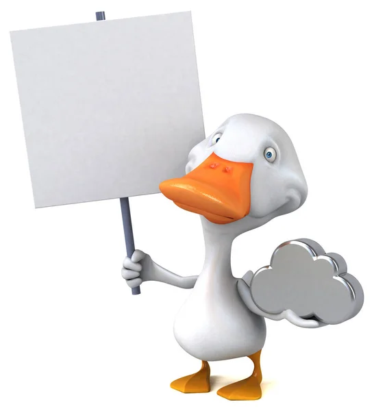 Divertido Pato Con Nube Ilustración — Foto de Stock