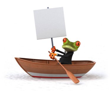 Tekne içinde eğlenceli kurbağa 