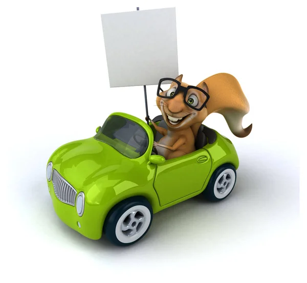Esquilo Divertido Carro — Fotografia de Stock