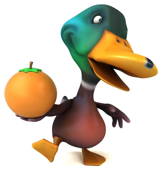 Divertido Pato Con Naranja Ilustración — Foto de Stock