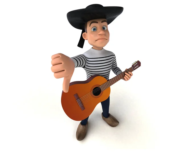 Diversión Personaje Bretón Dibujos Animados Con Guitarra —  Fotos de Stock
