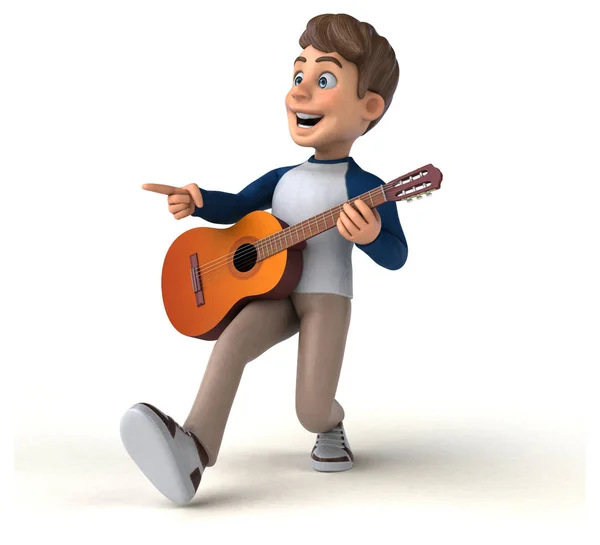 Zeichentrickfigur Spaß Teenager Mit Gitarre — Stockfoto
