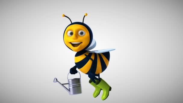 Fun Cartoon Bee Watering Can — Stock Video