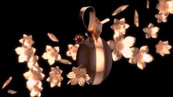 Chocolate Huevo Pascua Flores Animación — Vídeo de stock