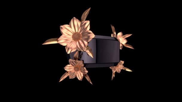 Gläser Und Goldene Blumen Schöner Abstrakter Hintergrund Animation — Stockvideo