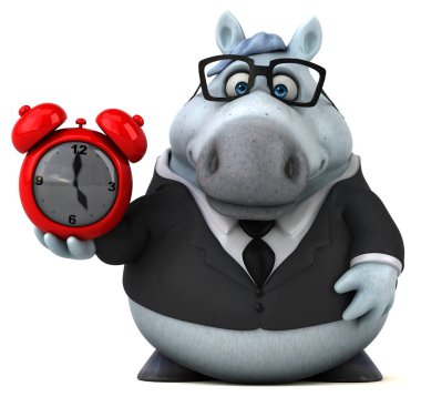 Saatli eğlenceli at - 3D Görüntü