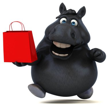 Çantayla eğlenceli at - 3D Görüntü