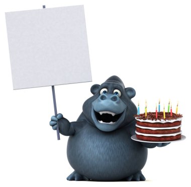 Pastayla eğlenceli maymun - 3D Görüntü