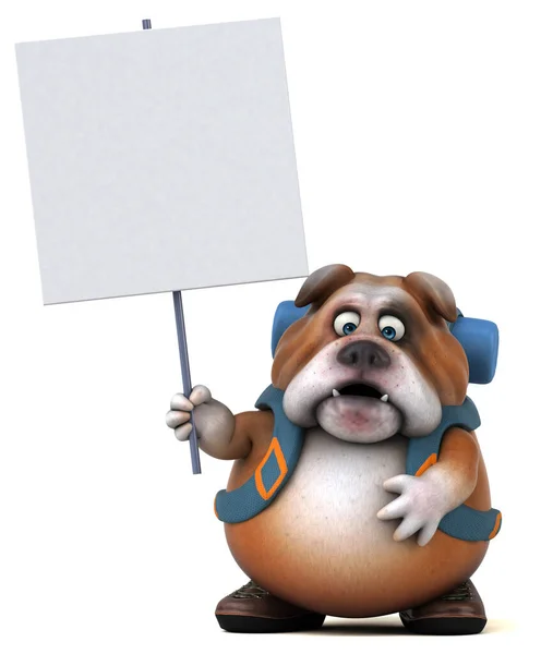 Fun Backpacker Bulldog Cartoon Character — Stock Photo, Image