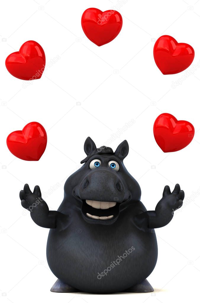 Fun horse with hearts  - 3D Illustration