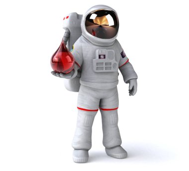 Düşük 3D İllüstrasyonlu Eğlenceli Astronot
