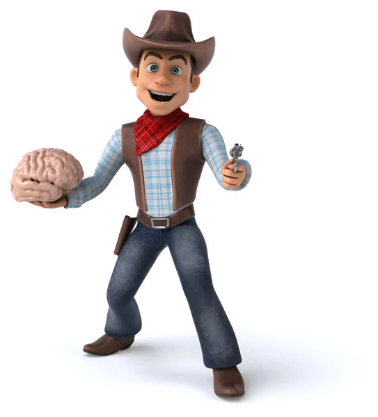 Vaquero Divertido Con Cerebro Ilustración —  Fotos de Stock