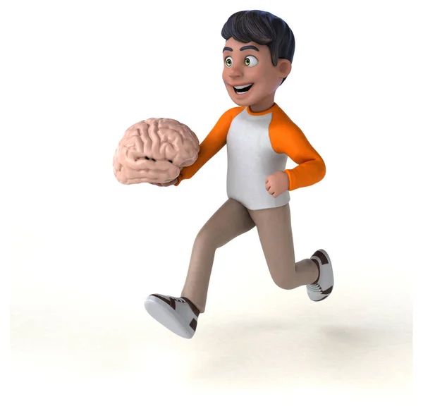 Divertimento Cartone Animato Asiatico Adolescente Con Cervello — Foto Stock