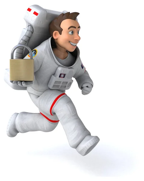 带锁定3D图解的有趣宇航员 — 图库照片