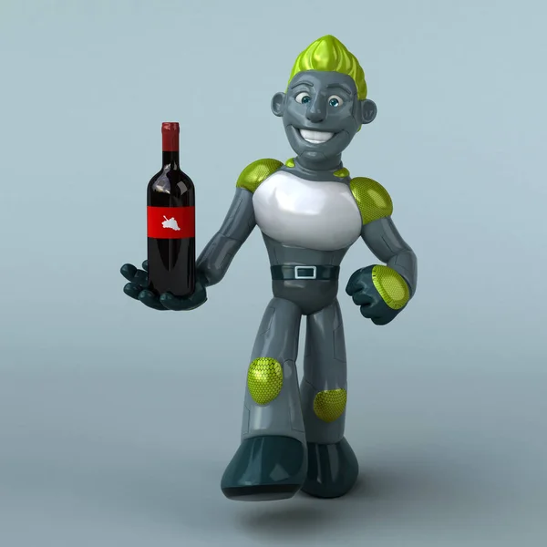 Зелений Робот Вином Ілюстрація — стокове фото