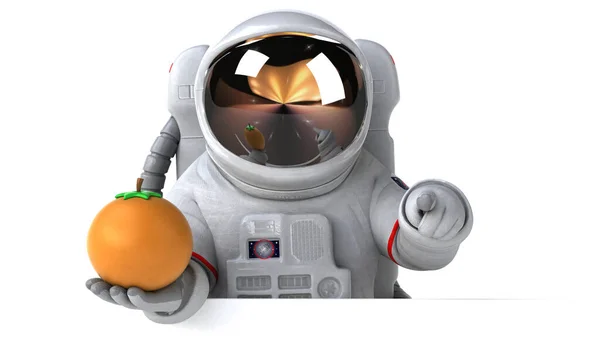 Fun Astronaut Met Oranje Illustratie — Stockfoto