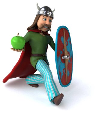 Elma ile Eğlenceli Galya - 3d İllüstrasyon