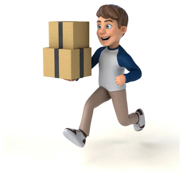 Cartoon Character Fun Teenager Boxes — Stock Photo, Image